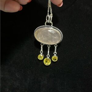 Beautiful Rose Quartz with dangling real Citrine
